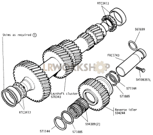 Layshaft Gears and Reverse Part Diagram