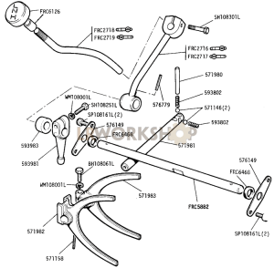 Selector Shafts and Levers, Transfer Gearbox Part Diagram