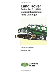 RTC9842CE - Series 2a/3/109V8 Optional Equipment Parts Catalogue