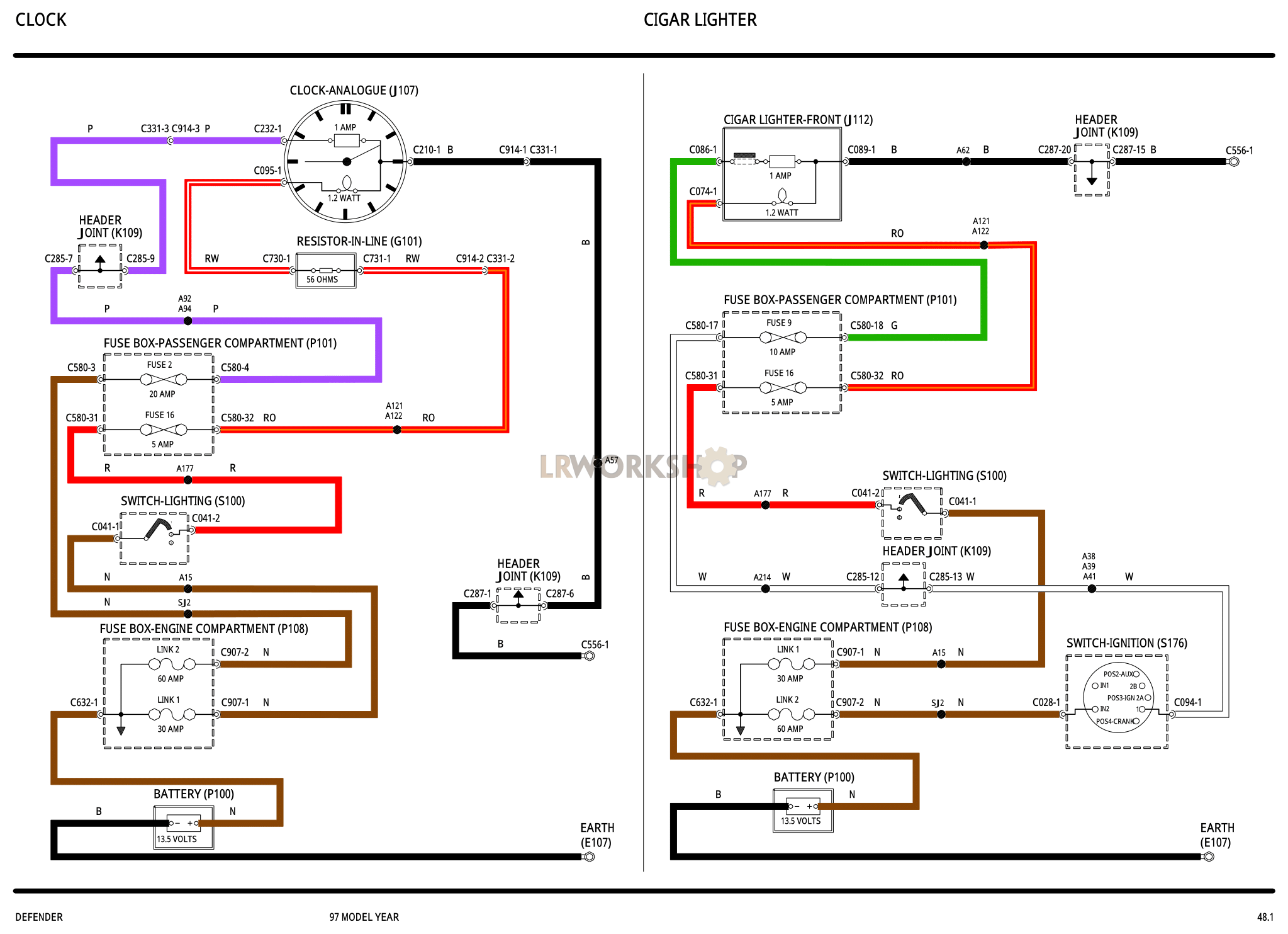 Clock/Cigar Lighter Part Diagram